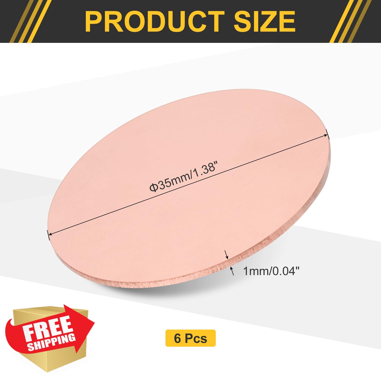 uxcell T2 Copper Round Plates 35mm Dia 6 Pcs
