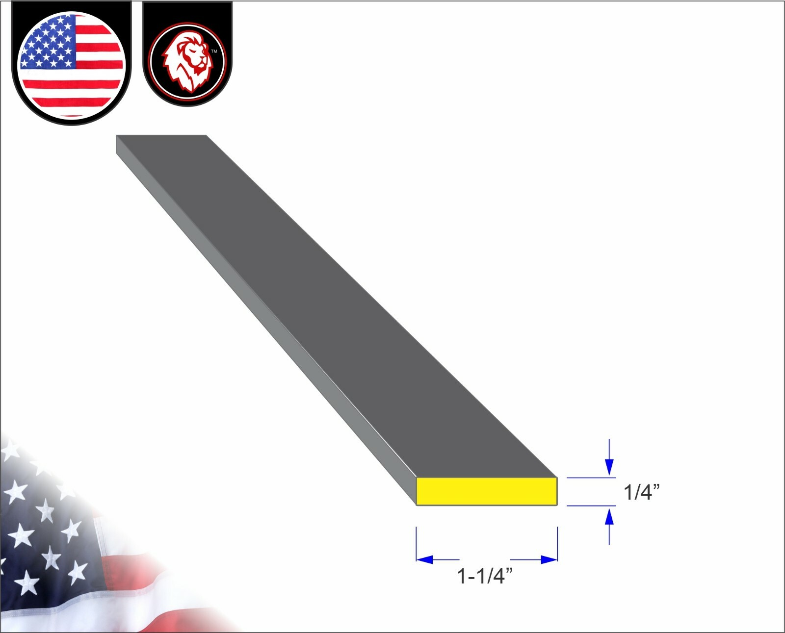 1/4″ x 1-1/4″ Metal Flat Bar – Flat Metal Stock – Mild Steel – 24″ inch (2-ft)