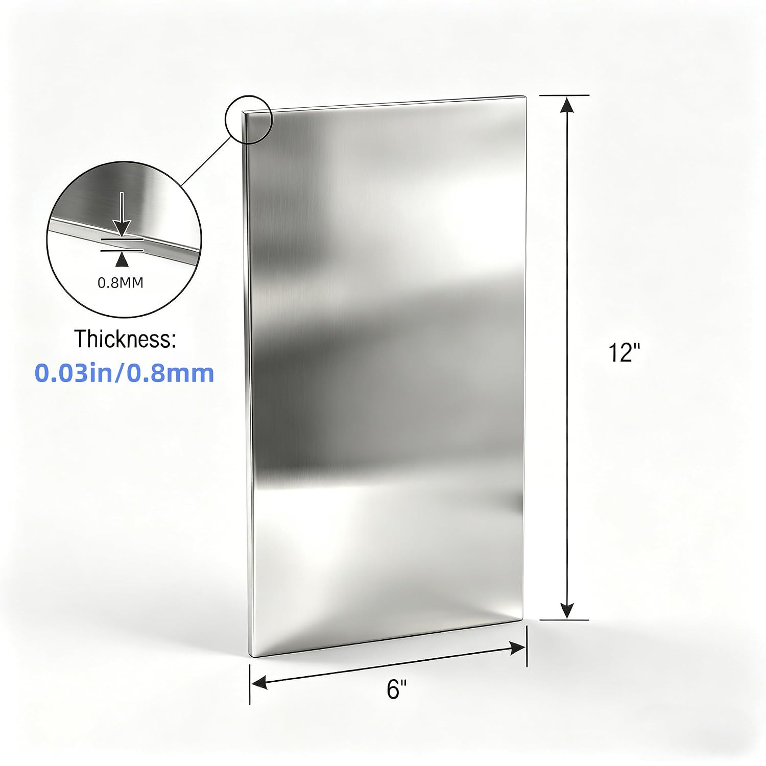 2Pack 430 Stainless Steel Sheet, 12″ X 6″ Metal Plate 0.03In（0.8Mm） Thickness