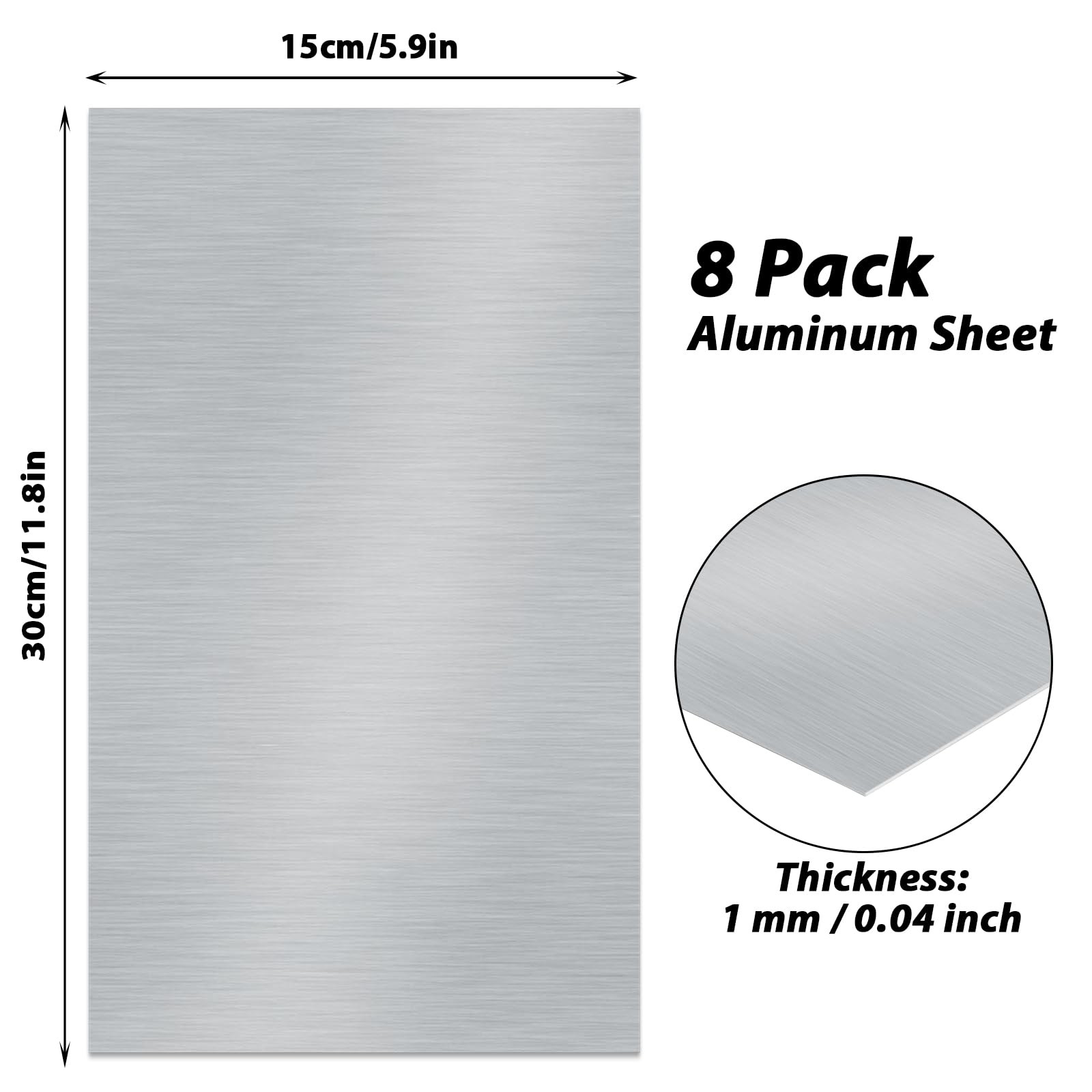 8 Pack 6061 Aluminum Sheet Metal 6″ x 12″ x 1/25″ (1mm), Aluminum Metal Plate…