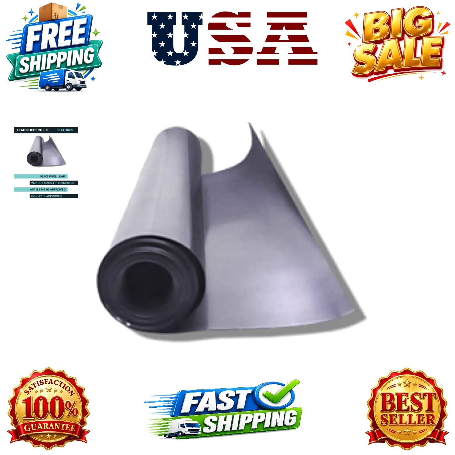 Lead Sheet – Lead Sheeting – Sheet Lead Rolls – 1/16″ x 12″ x 36″ – 1 Pack