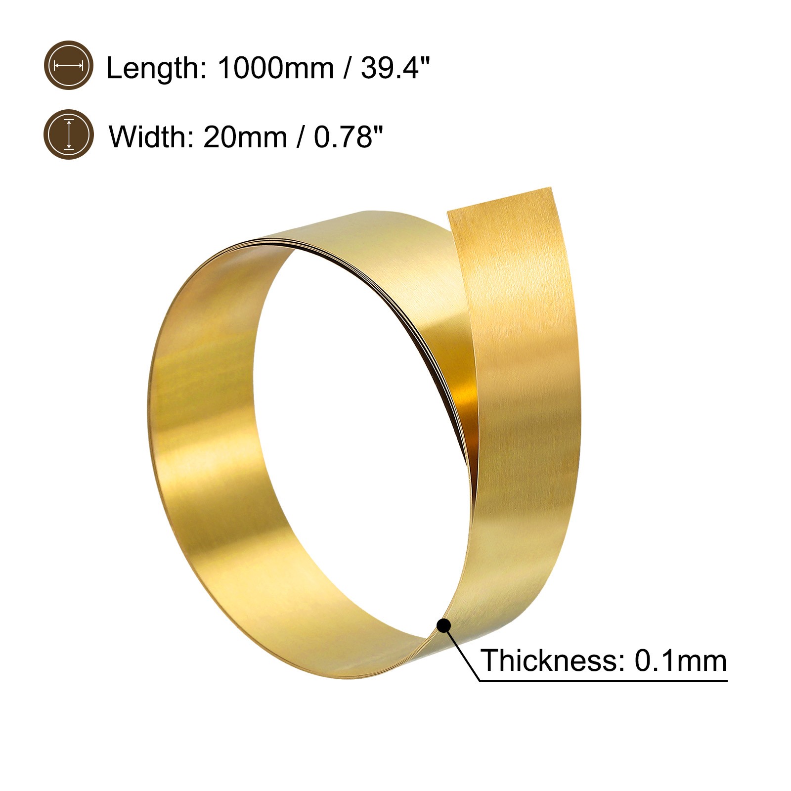 Brass Sheet Roll 0.1x20x1000mm Foil Roll Strip for Crafts Electrical Repair