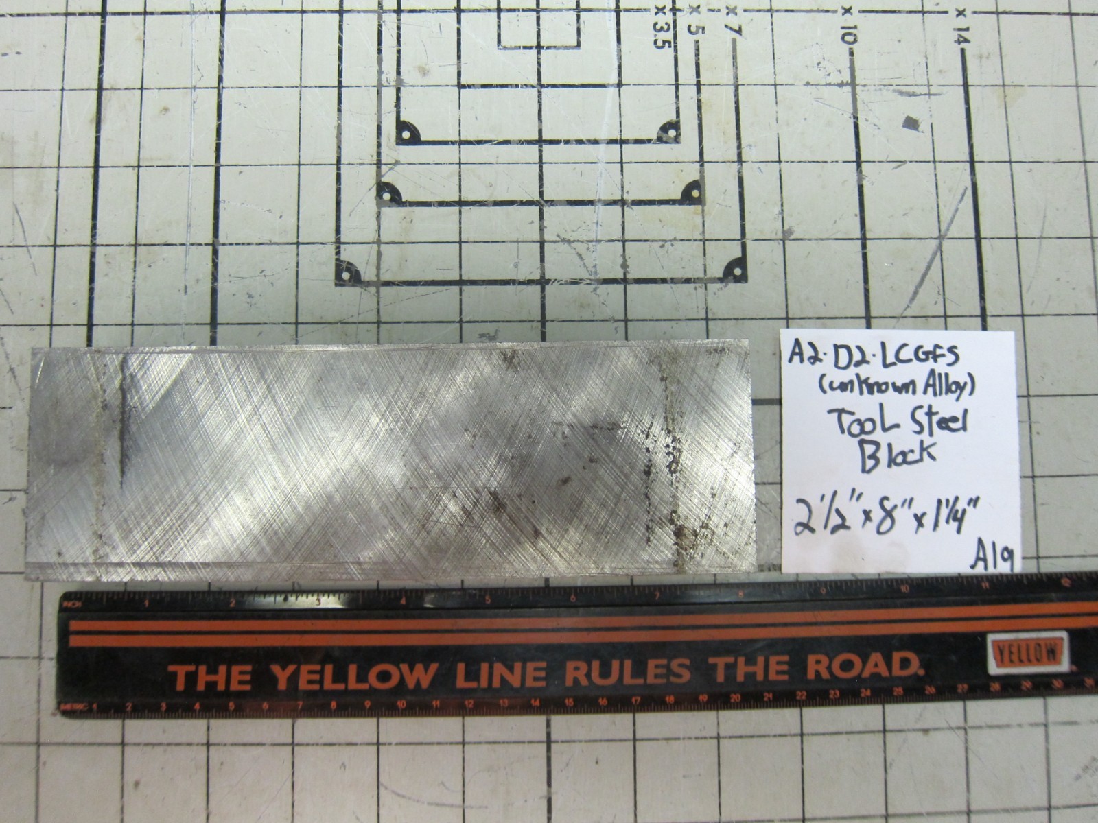 Unknown Alloy Tool Steel Flat Bar/Block – 1.25″ Thick x 2.5″ Wide x 8″+ Length