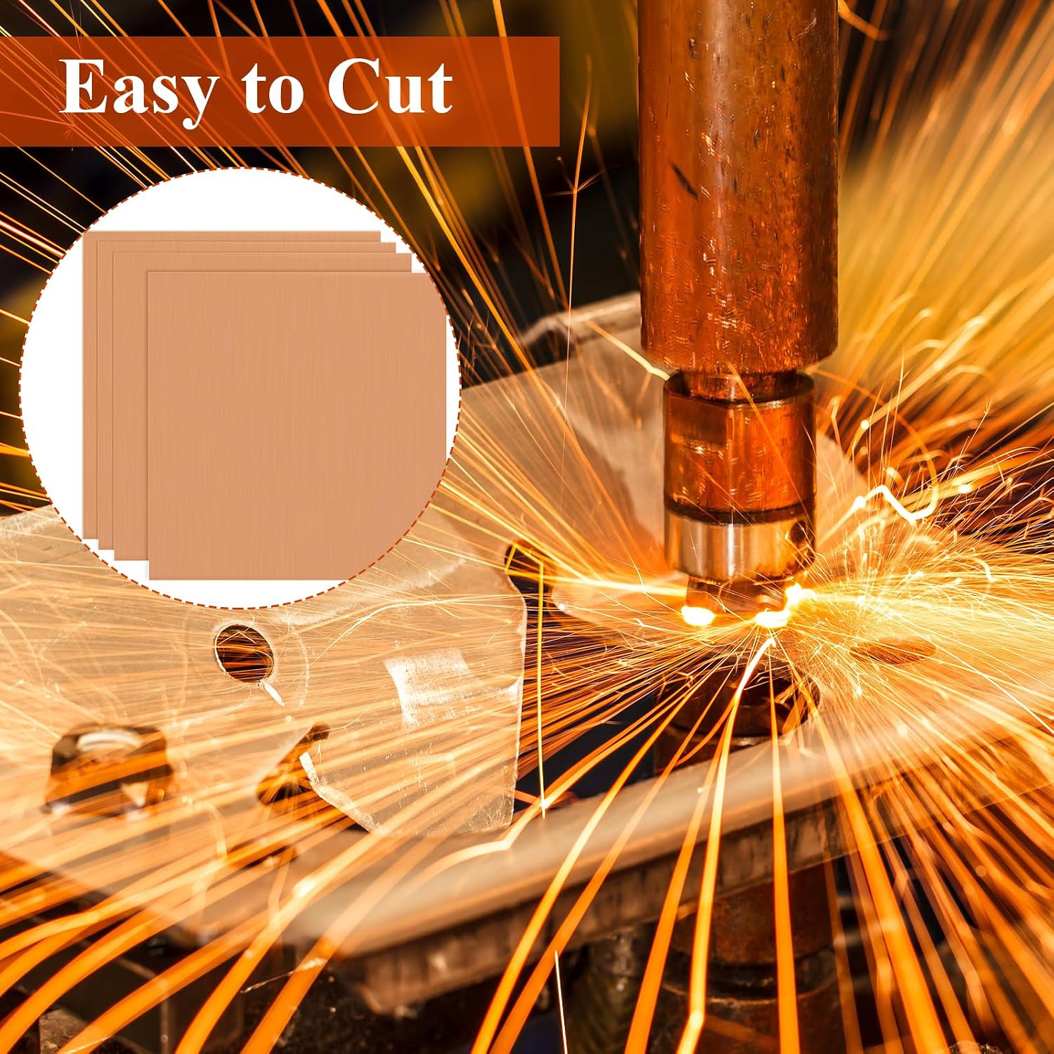 4PCS Pure Copper Sheet 6”X 6”X 0.05”, 18 Gauge Thickness, Film Attached Copper