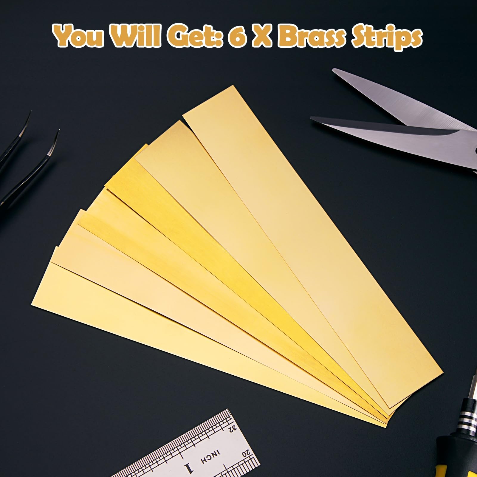 6 Pcs 6″x1″ Brass Strip Brass Shim Stock Assortment Kit Metal Shims Brass Sheet