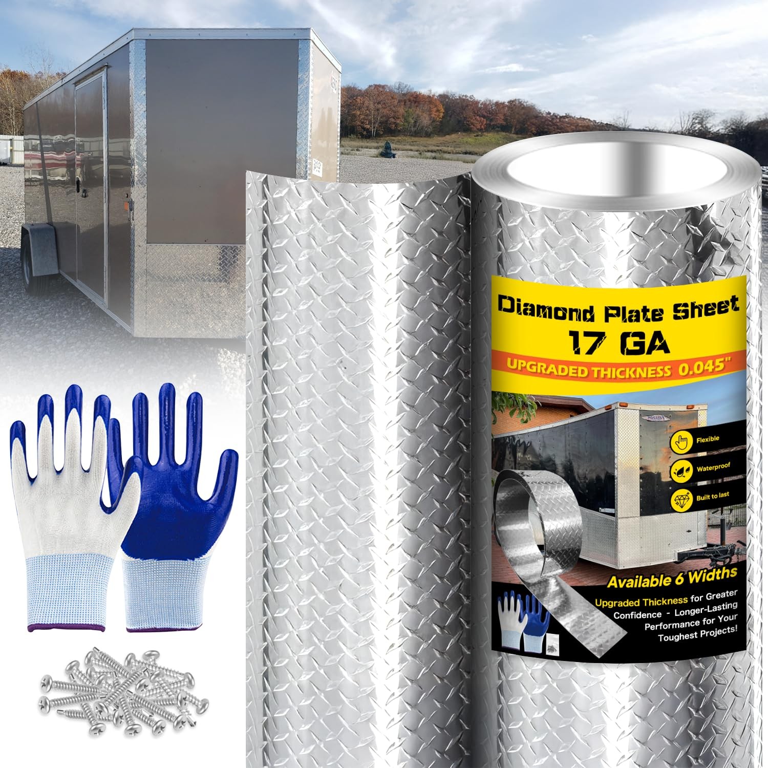 Diamond Plate Aluminum Sheet – 3003 H22, 17GA 0.045″ Thick, Heavy-Duty Alumin…