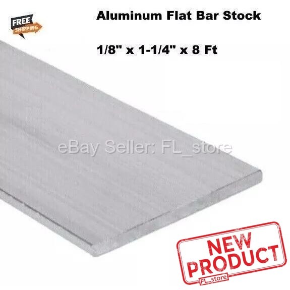1/8″ Thick Aluminum Flat Bar Stock 1-1/4″ x 8 Feet Mill Finish 6063 96″ Length