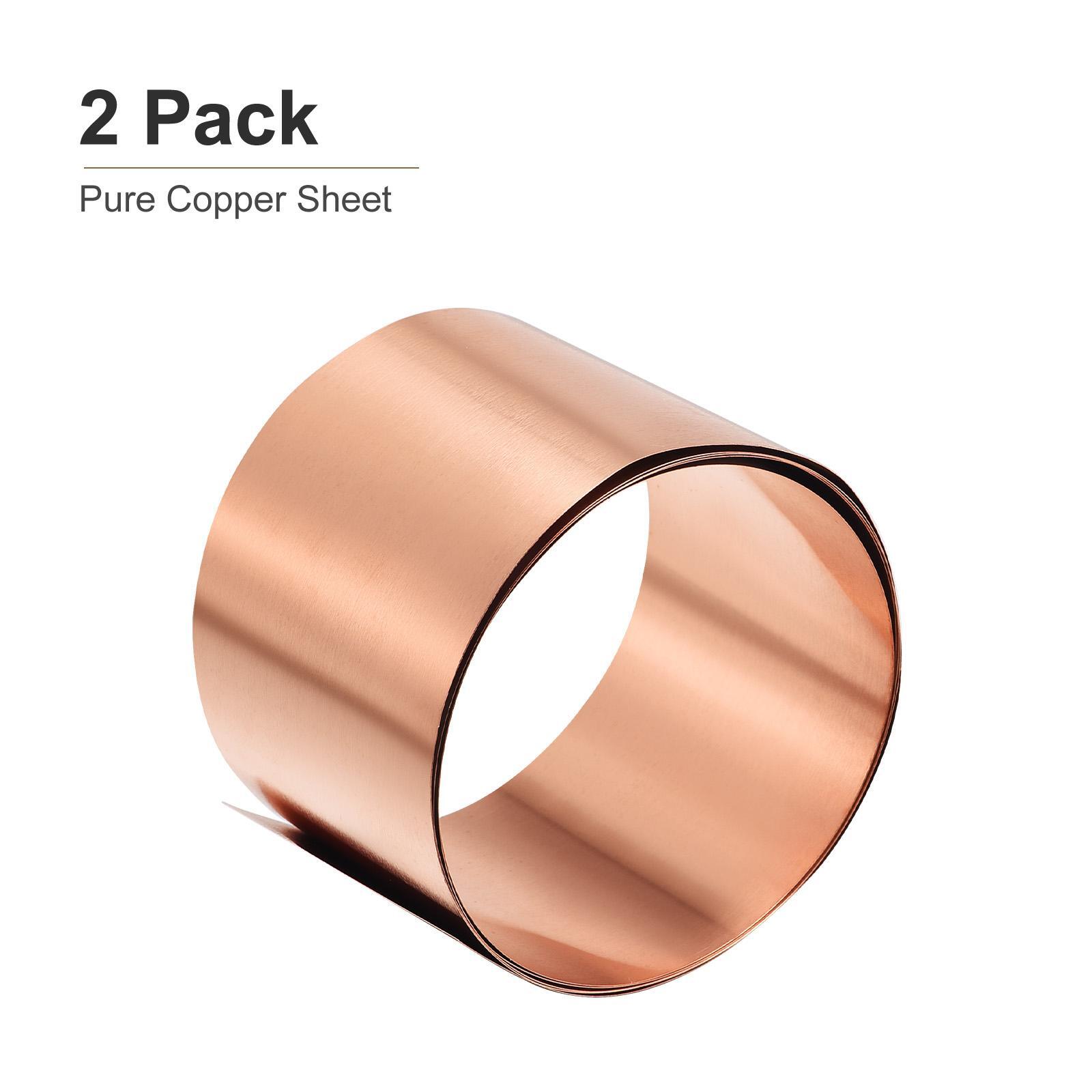 2Pack 1000x50x0.1mm(LxWxT) Pure Copper Sheets Metal Copper Plates