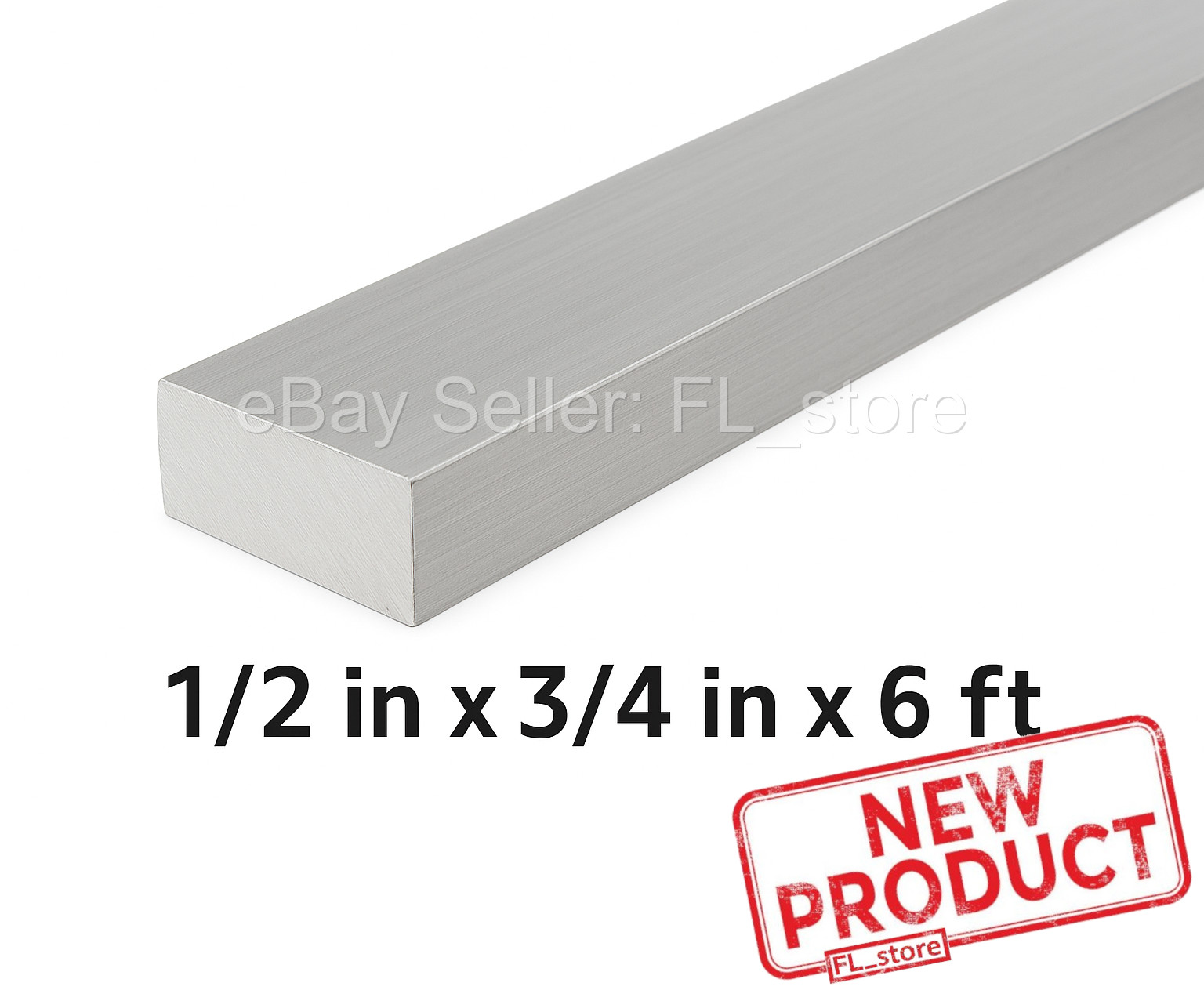 Aluminum Bar Flat Stock 1/2″ Thick x 3/4″ Wide x 6 Feet Long Unpolished Finish