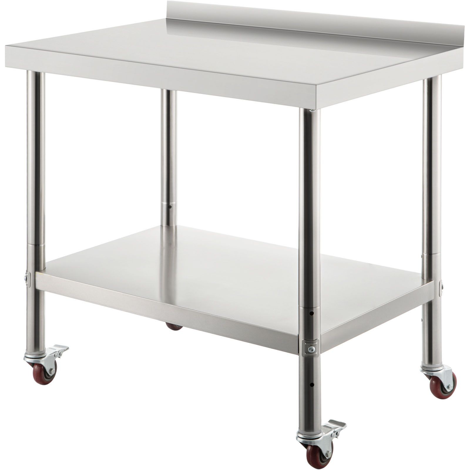 Stainless Steel Prep Table 30x24x35in with Adjustable Shelf & Casters