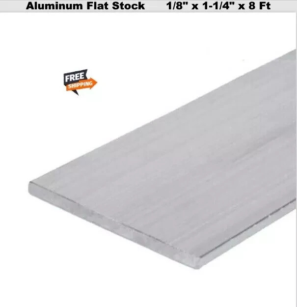1/8″ Thick Aluminum Flat Bar Stock 1-1/4″ x 8 Ft Mill Finish 6063 96″ Length