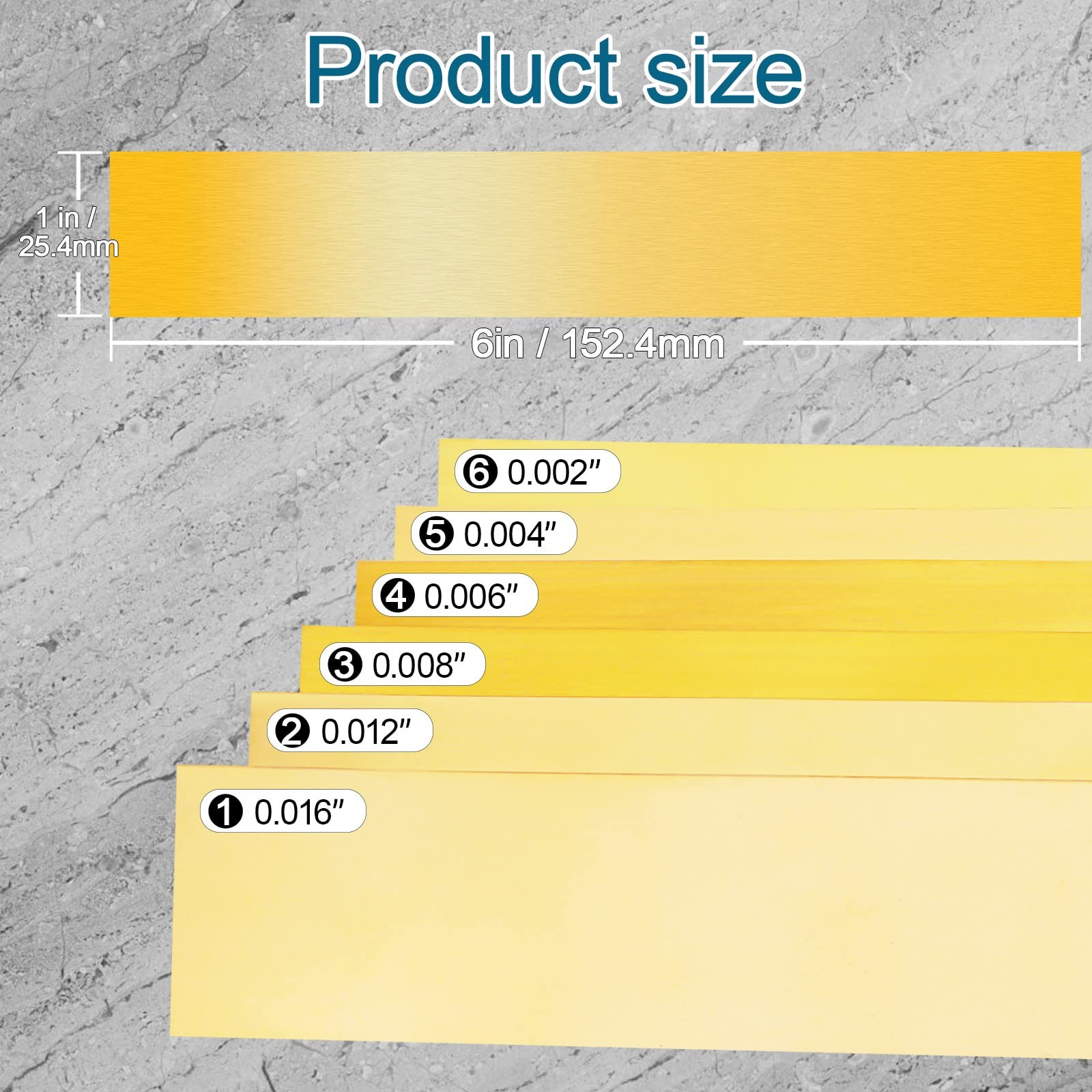 12 Pieces Brass Strip, Shim Stock Assortment, 1″ Width x 6″ Length, 0.002″, 0…
