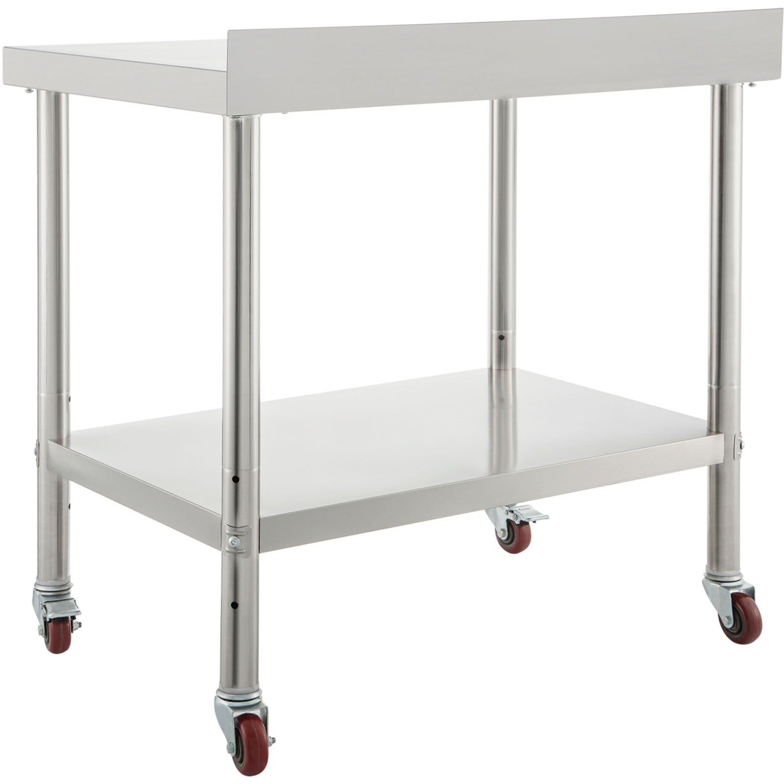 Stainless Steel Prep Table 30x24in, 440lbs Load, Adjustable Shelf & Casters