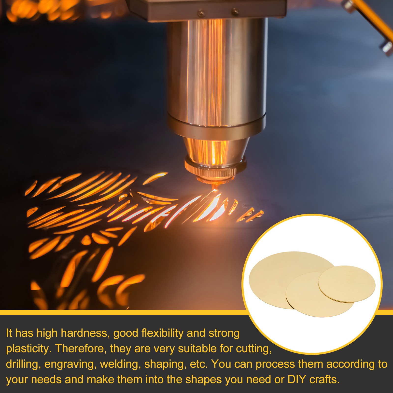 4 Pcs 0.03″/0.8mm Thick 2.4″/60mm Dia Brass Round Plate H65 Brass Round Sheet