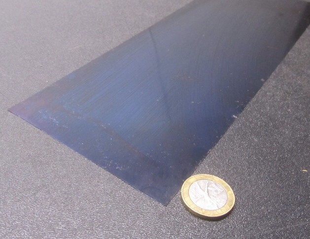 1095 Hard Blue Tempered Spring Steel Shim .015″ Thick x 4.00″ Wide x 48″ Long