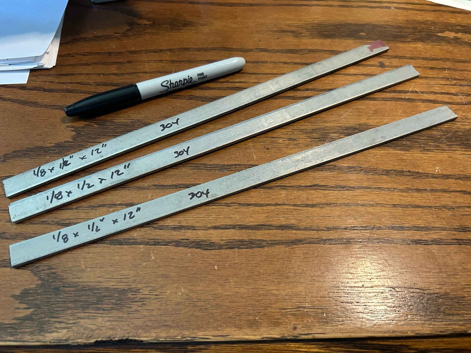 Lot of 3, 1/8″ x 1/2″ x 12″ , 304 Stainless Steel Flat Bar Stock