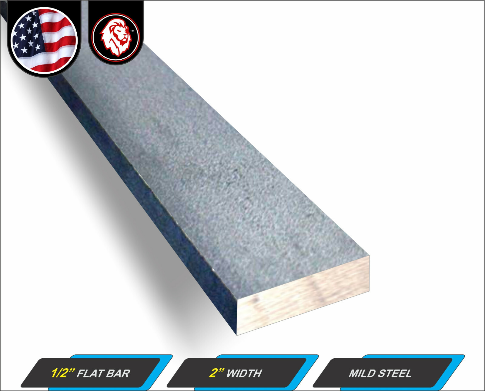 1/2″ x 2″ Metal Flat Bar – Flat Metal Stock – Mild Steel – 72″ Long (6-ft)