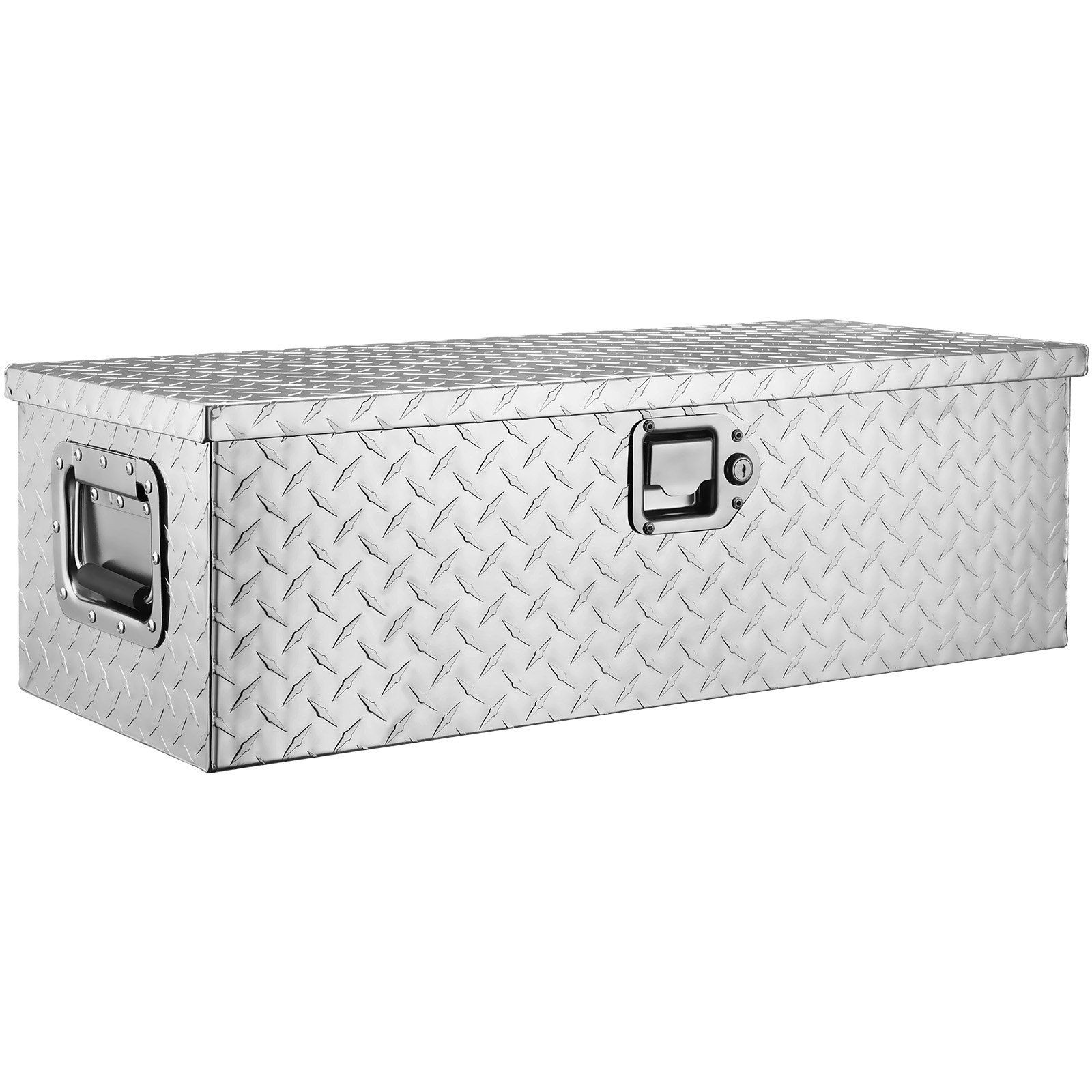 30x13x9.6in 300lb Heavy Duty Aluminum Diamond Plate Tool Box Silver & Lock