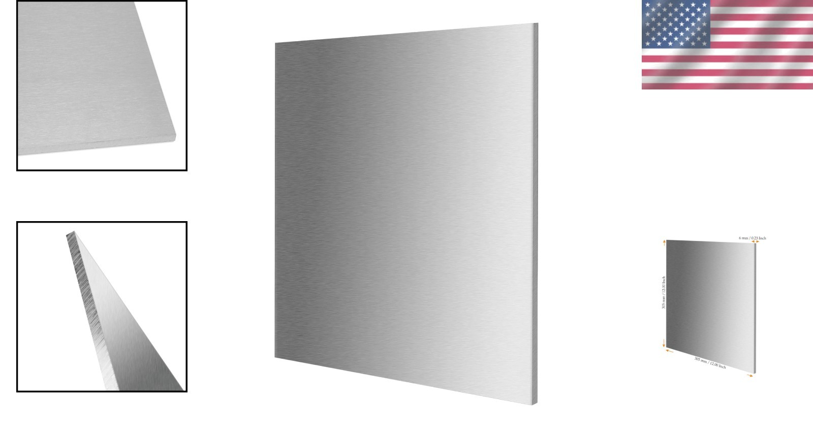 12 x 12 x 1/4 Inch Aluminum Sheet Plate, 300x300x6mm Aluminum Sheet with Protect