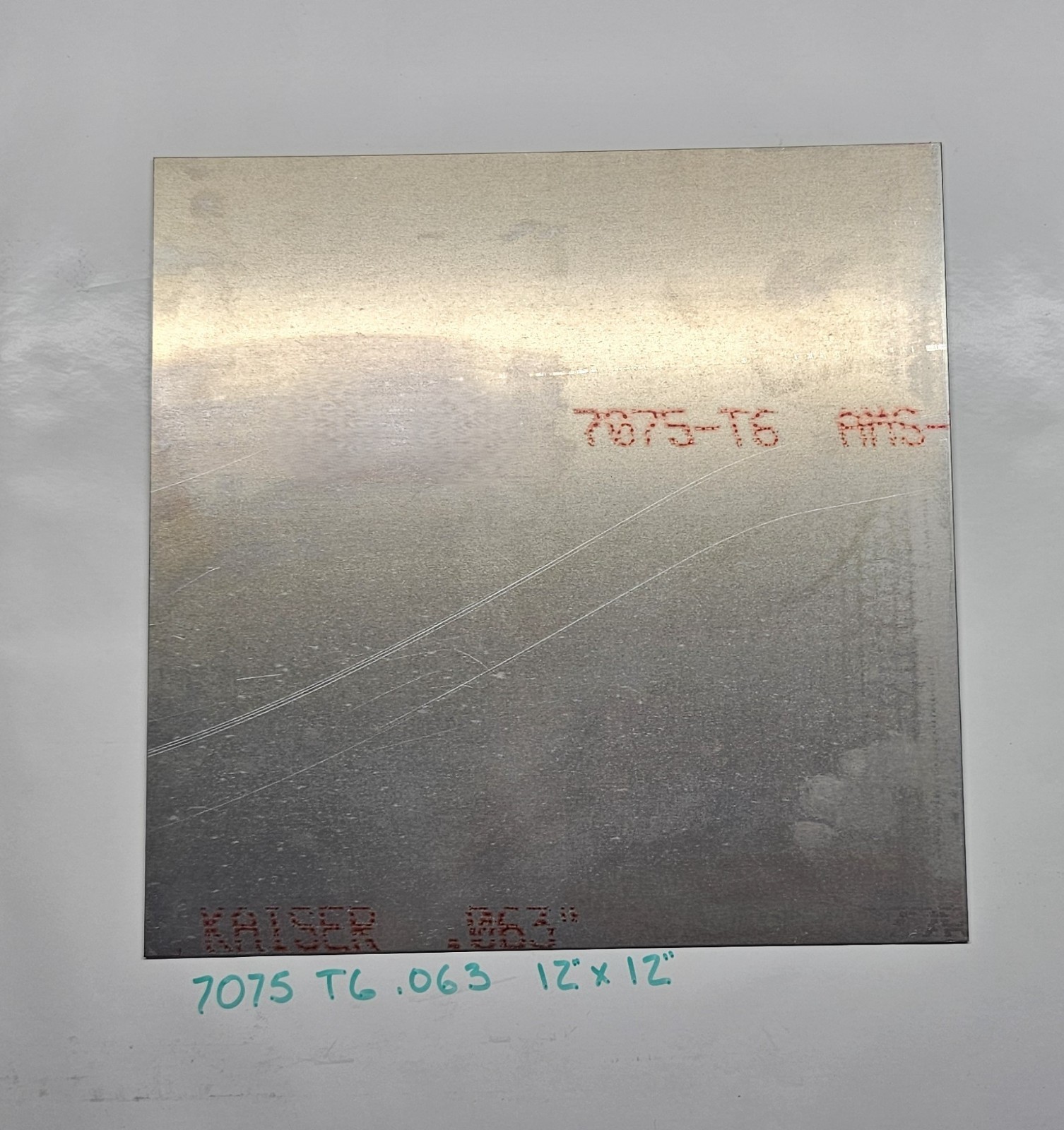 7075-T6 Aluminum Sheet Plate 12″ x 12″ x .063″ Aircraft Grade USA