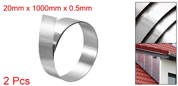 304 Stainless Steel Foil Roll，0.5mm x 20mm x 1M Polished Finish Plate 2pcs