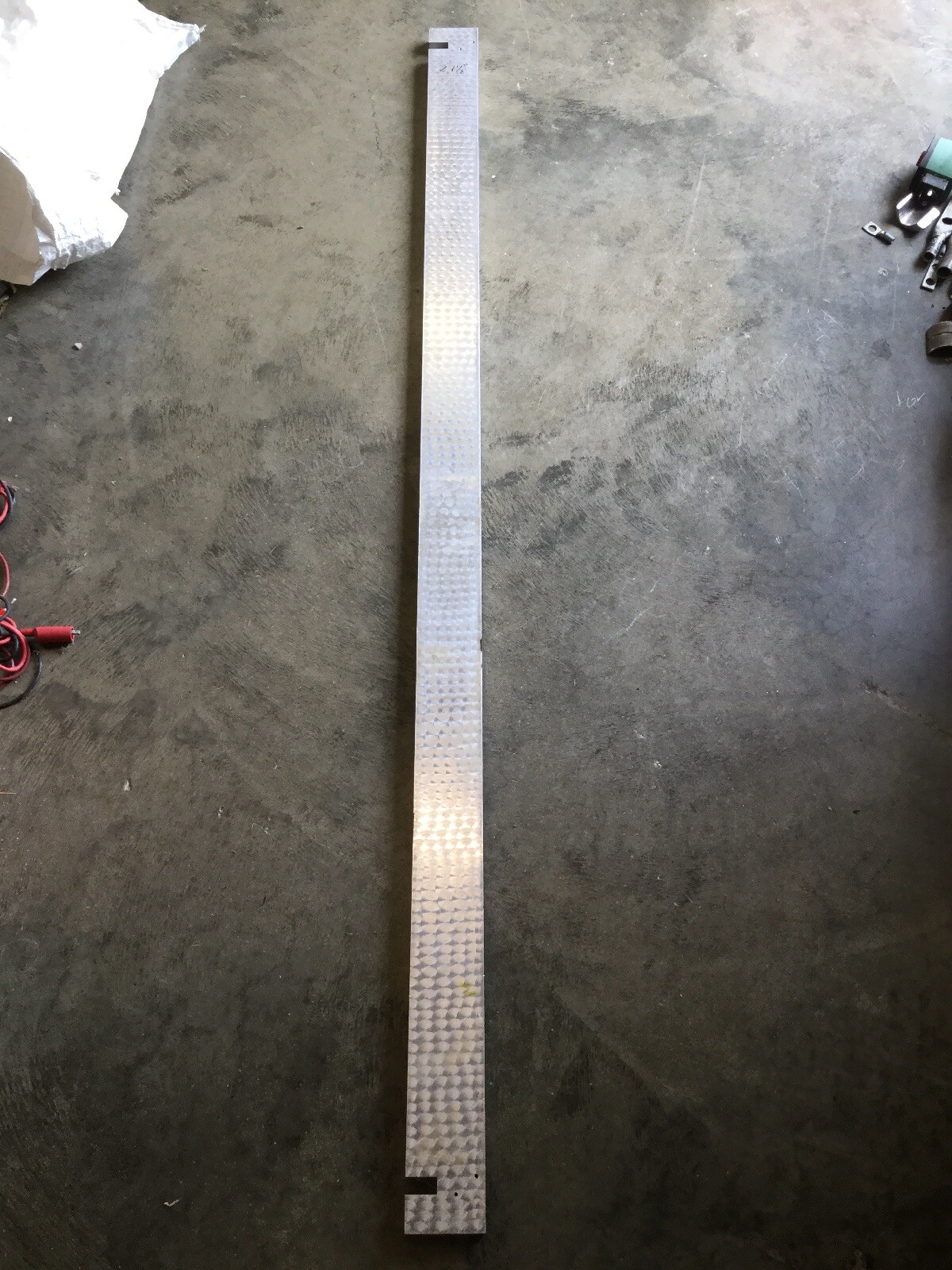 55” X 2-1/2” X 3/4” Unknown Aluminum Bar With Two 1/2” Notches