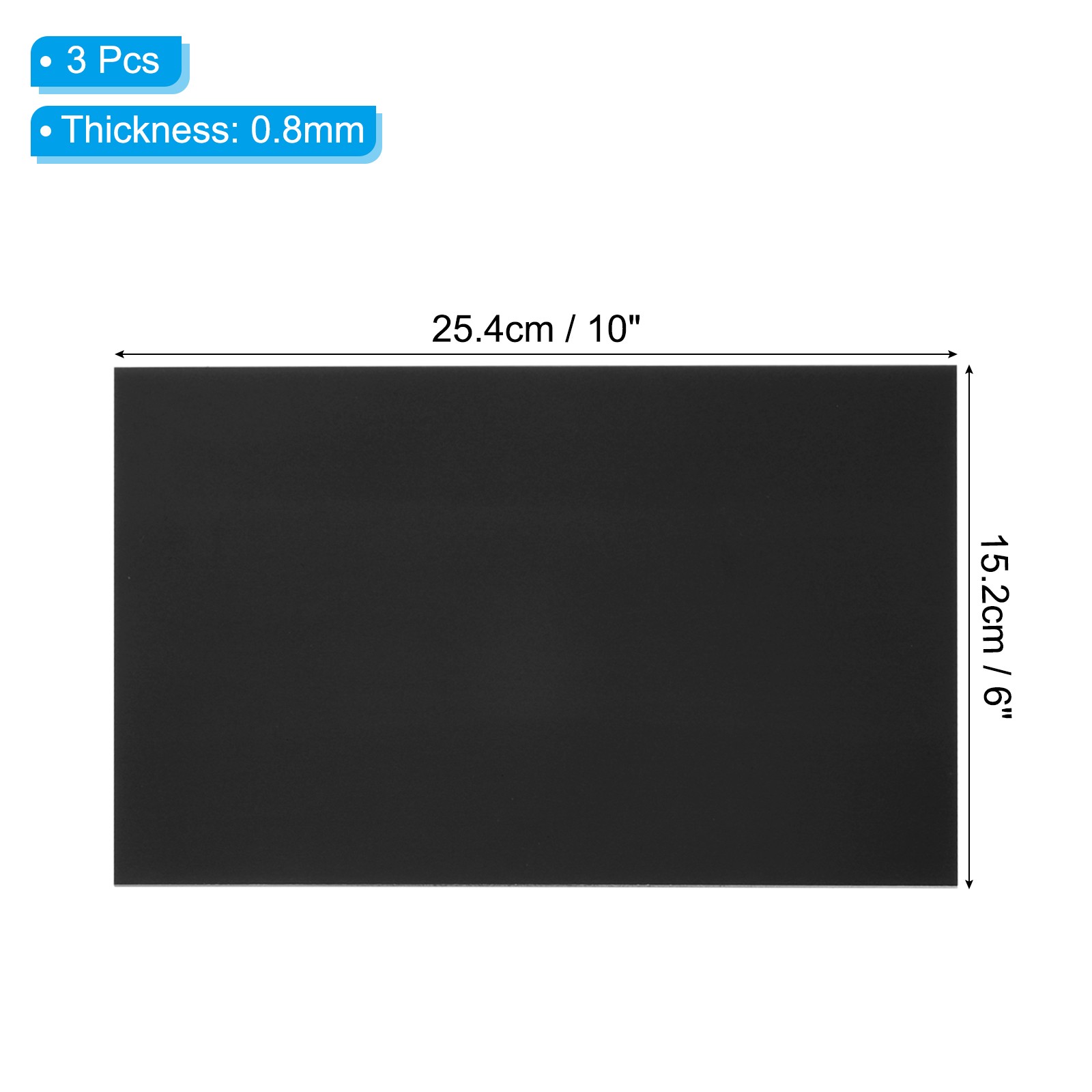 6×10 Inch Anodized Aluminum Sheet Metal, 3Pcs Laser Plates Engraving, Black