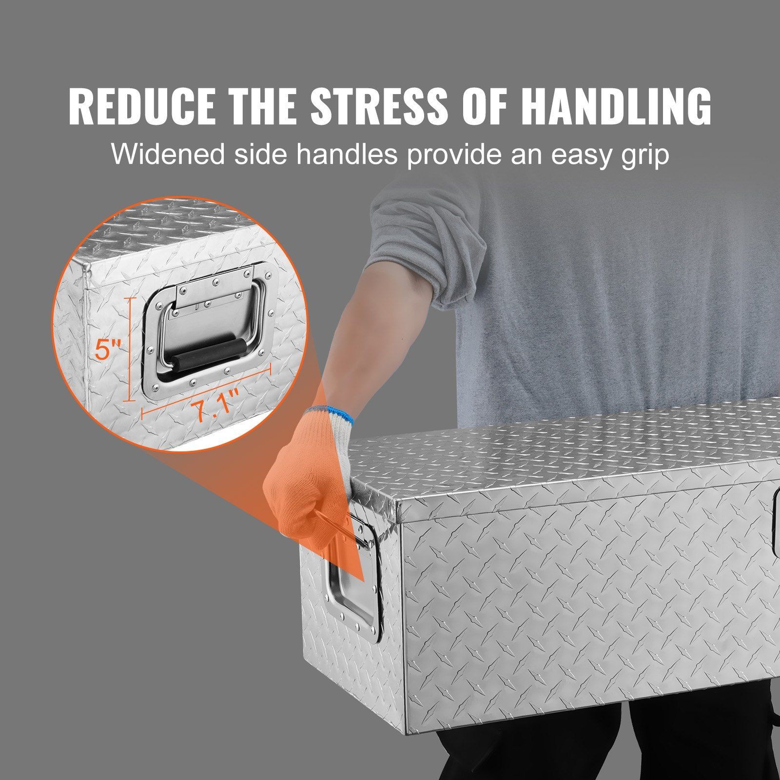 48x15x15in Silver Heavy Duty Aluminum Diamond Plate Tool Box & Lock