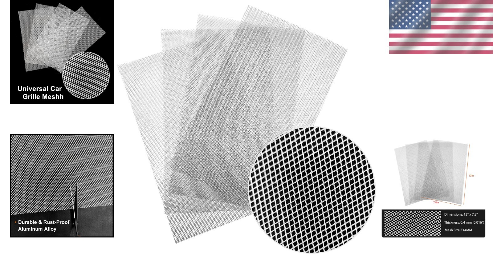 Durable Aluminum Mesh Bumper Inserts – 8x13in 4-Pack for Car Ventilation Needs