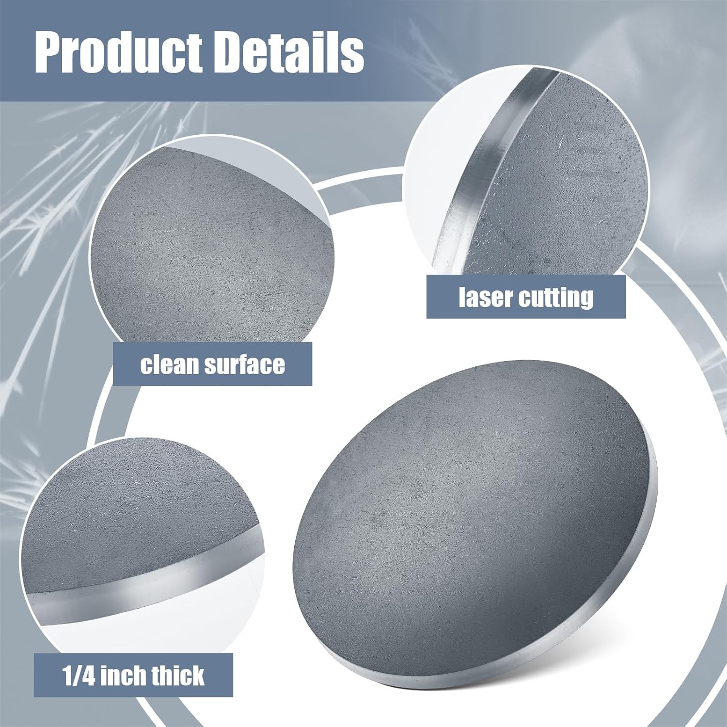 Therwen 4 Pack Round Hot Rolled Steel Plate 1/4″ x 4″ Diameter Circle 4 Inch…