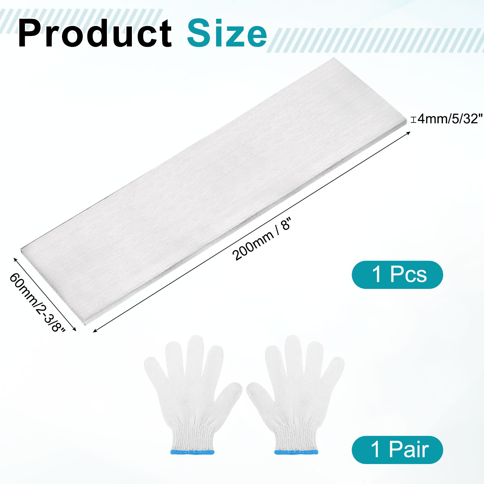 304 Stainless Steel Flat Bar 5/32″ x 2-3/8″ x 8″ Trim Strips Sheet