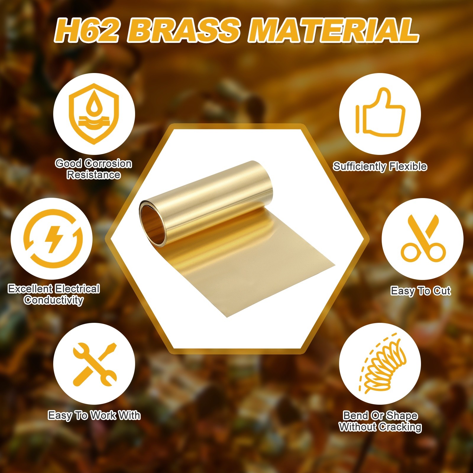 Brass Sheet Roll, 0.012 x 3.94 x 39.4 Inch H62 Thin Brass Foil Strip Plate Shim
