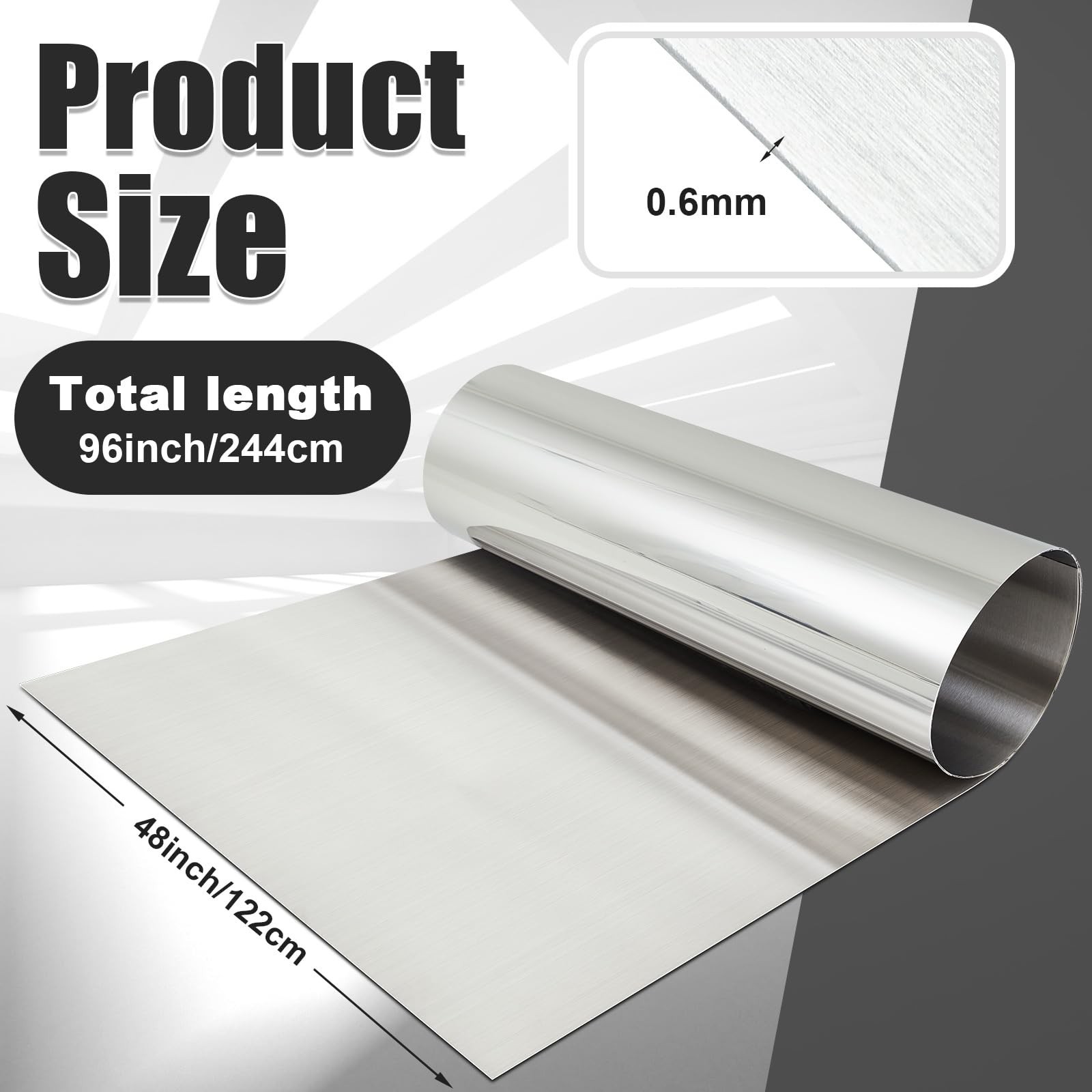 430 Stainless Steel Sheet 48″x96″ 24GA Brushed Metal Panel for Kitchen, Garage,