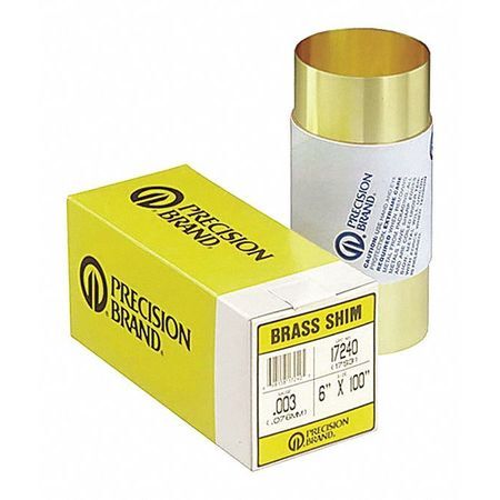 Precision Brand 17265 Shim Stock, Roll, Brass, 0.0040 In, 6 In, Length: 100″