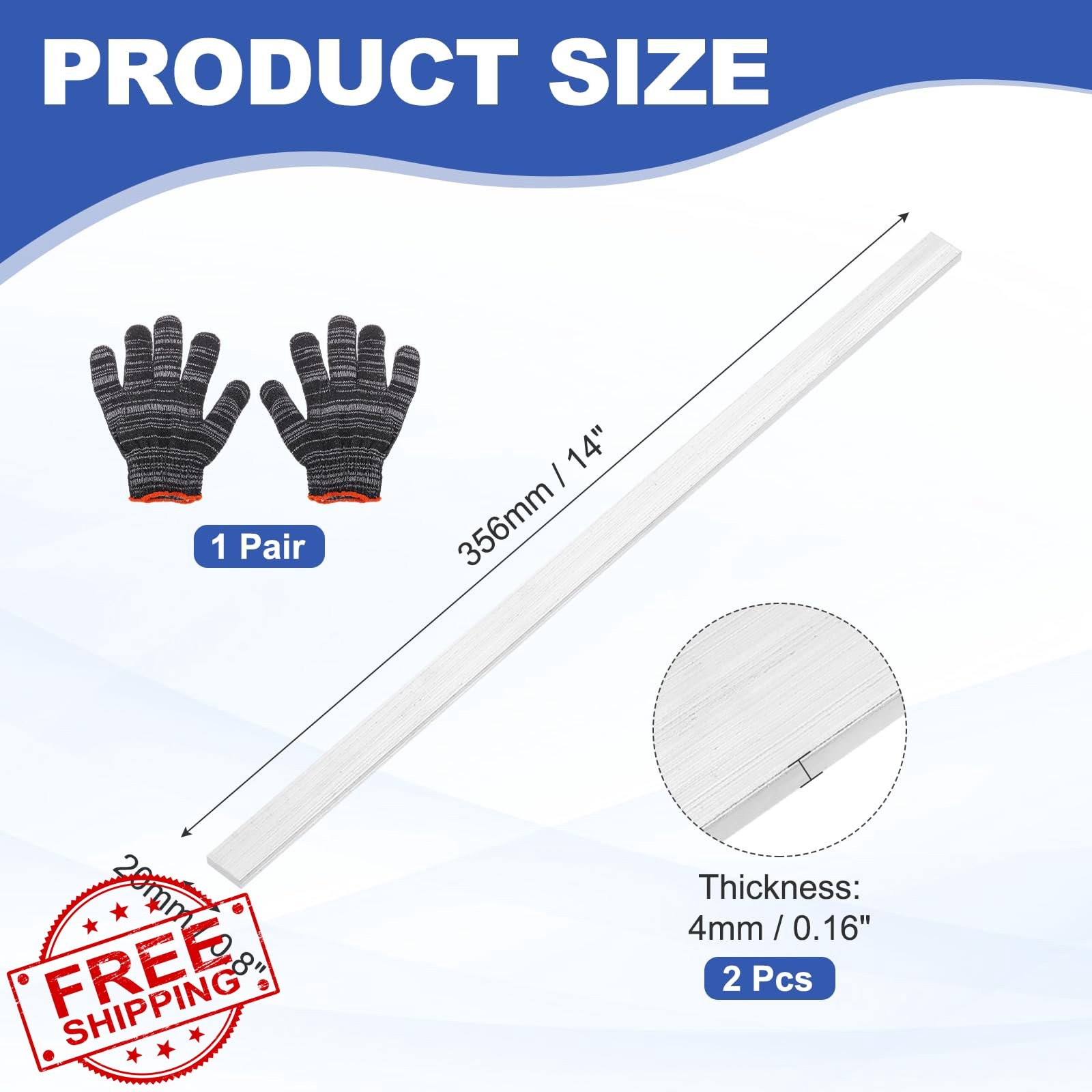 uxcell 0.16″x0.8″x14″ Aluminum Flat Bar 2pc