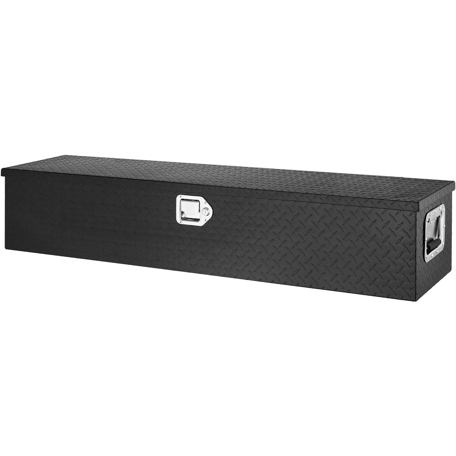 48x15x15in 333lb Heavy Duty Aluminum Diamond Plate Tool Box & Lock Black