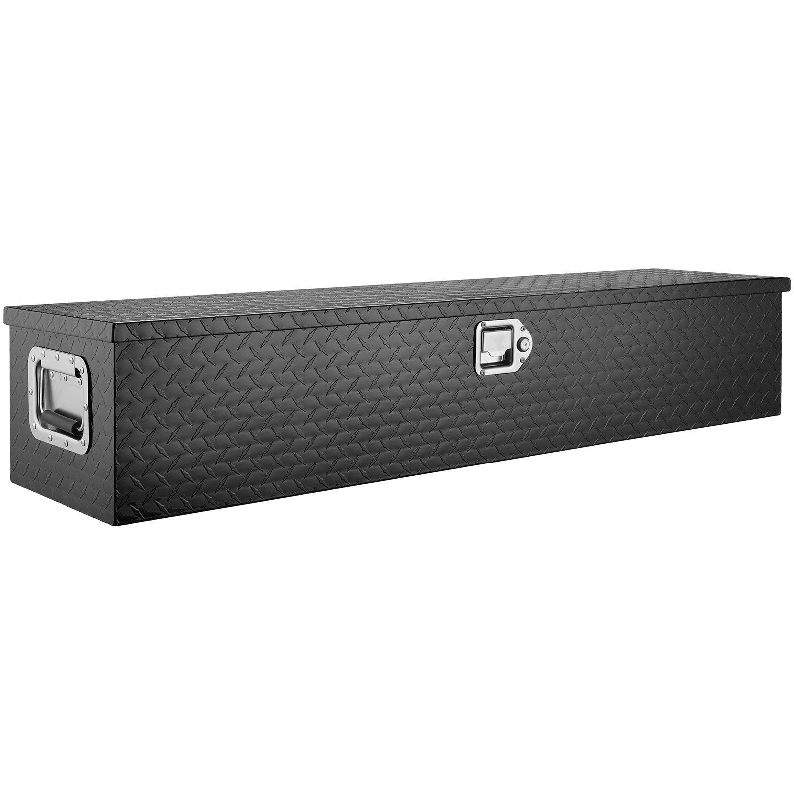 48x15x15in 333lb Heavy Duty Aluminum Diamond Plate Tool Box & Lock Black