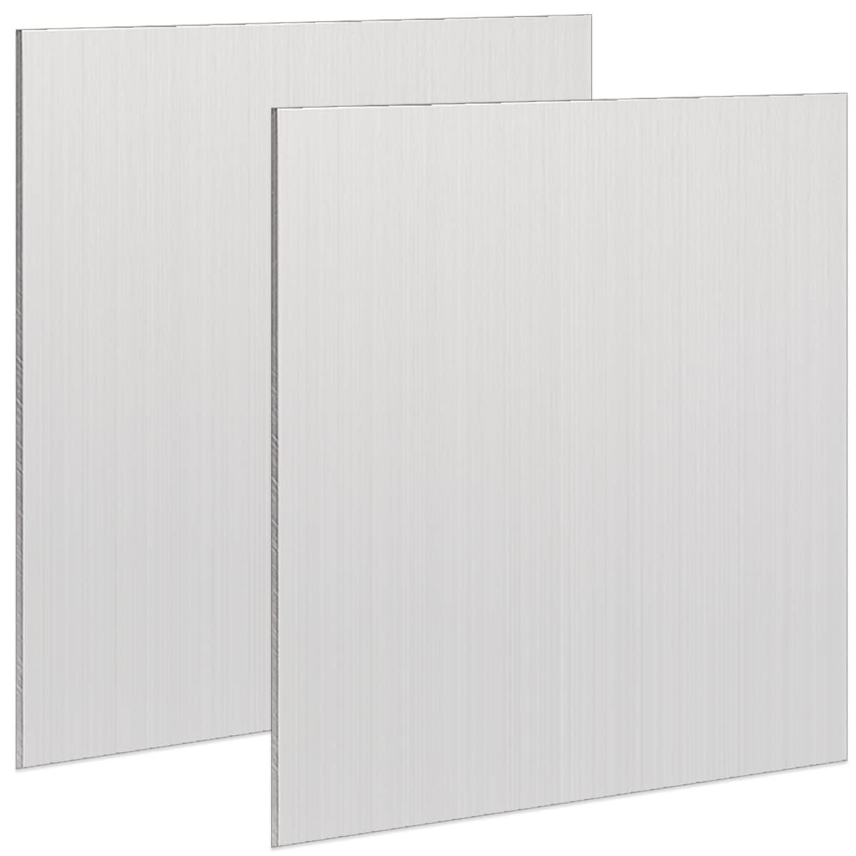 2 PCS 6061-T651 Aluminum Sheet, 8 x 8 x 0.03 0.8mm Silver, Flat Plate