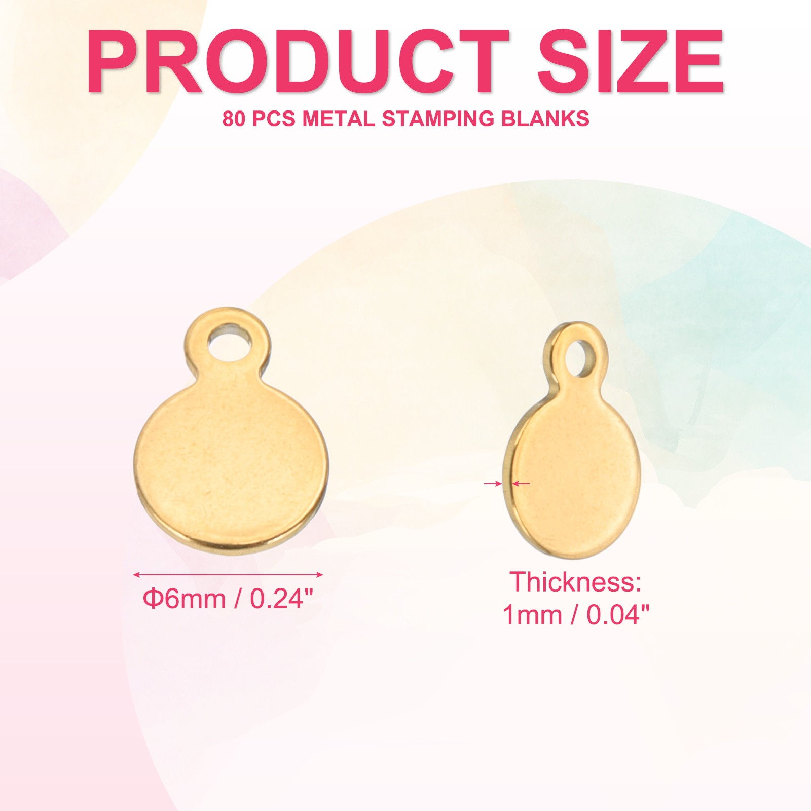 20 Pcs 1/4 Inch Round Metal Stamping Blanks, Gold Tone Blank Tags