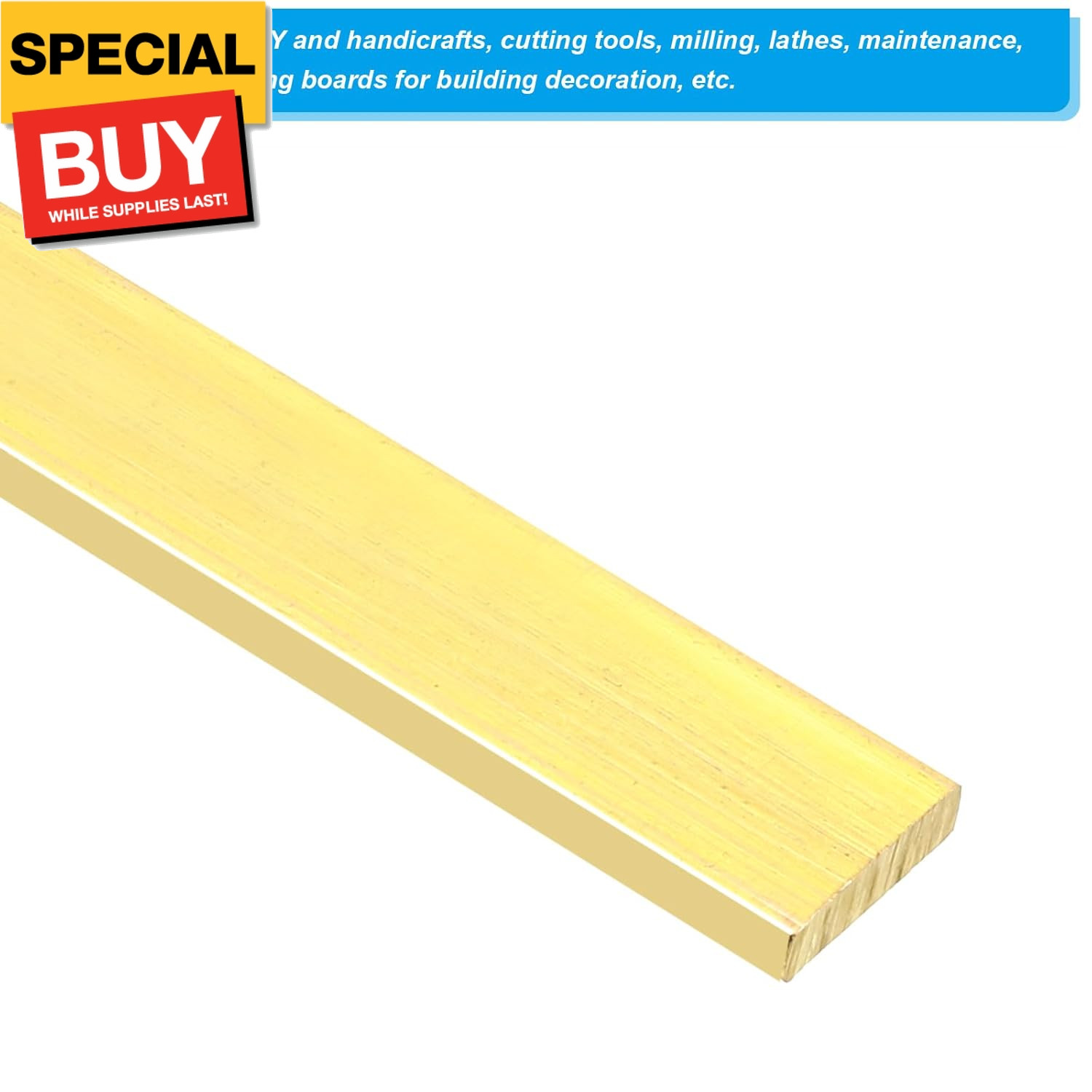 1/8 x 1/2 x 12″ H59 Brass Flat Bar, 2 Pcs Solid Flat Mill Stock for Crafting Mai