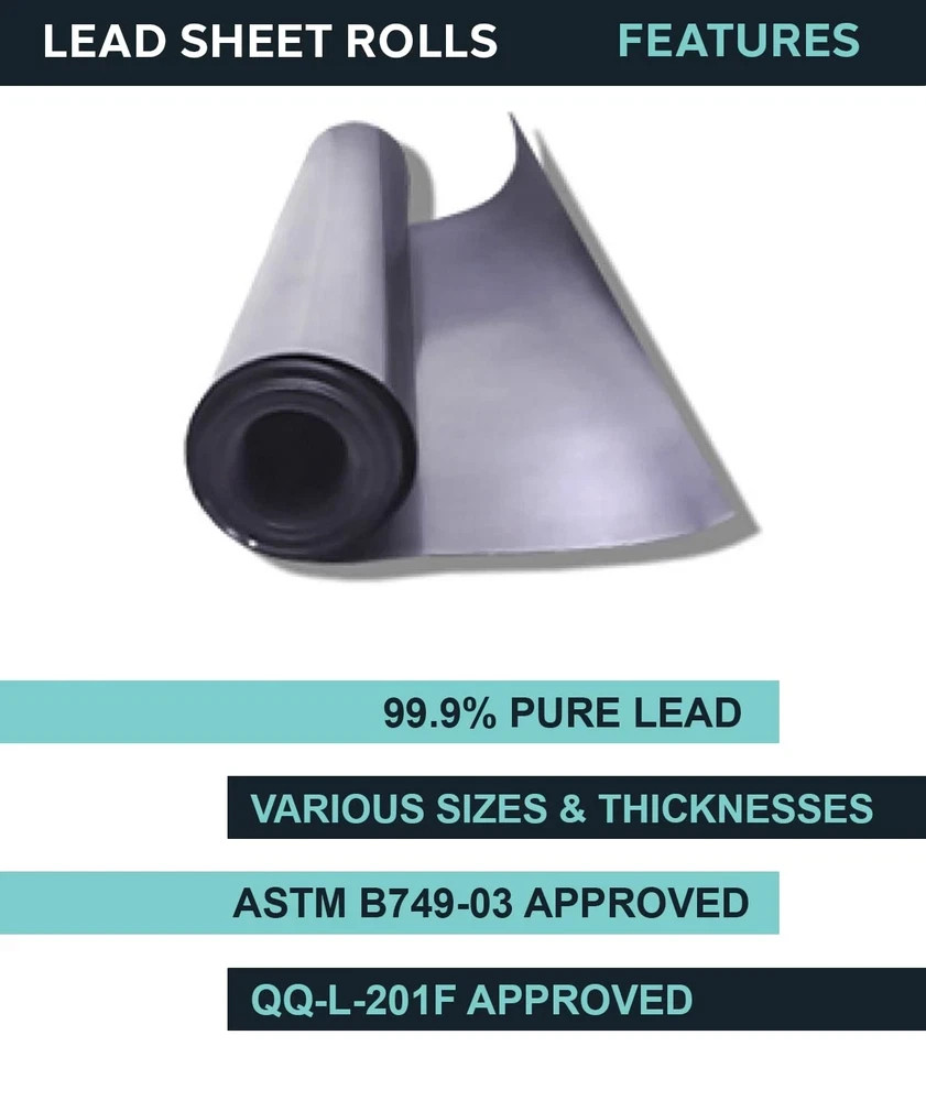 Lead Sheeting Roll 1/16 x 12 x 24 Inch Sheet for Roofing Flashing Crafts