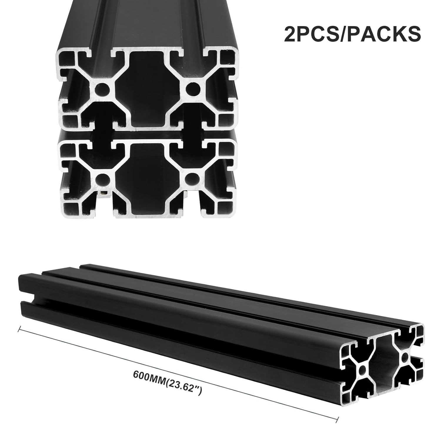 Versatile 2-Pack 600mm T-Slot Aluminum Extrusion – Ideal for 3D Printing & More