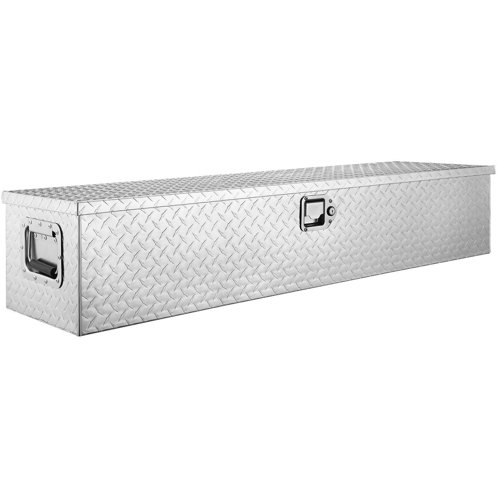 48x15x15in Silver Heavy Duty Aluminum Diamond Plate Tool Box & Lock