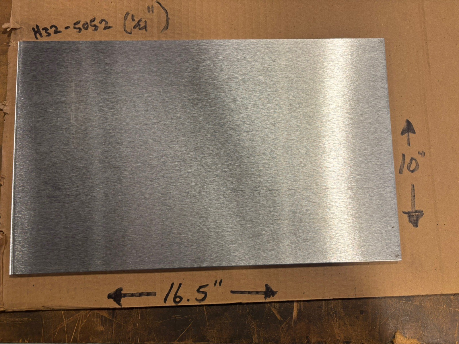 1/4” (0.250” Thick) 5052 H32 Aluminum Sheet Metal – Brushed Finish 10” x 16.5”