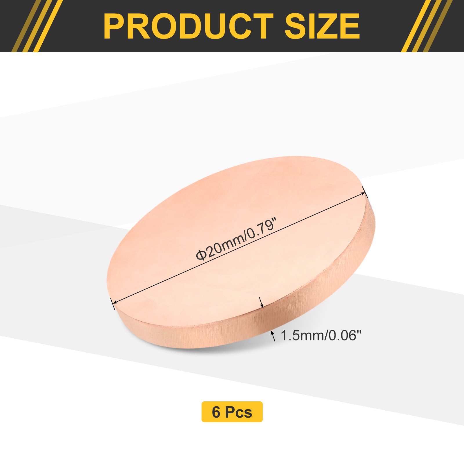 6 Pcs 0.06″ Thick 0.8″ Dia Copper Round Plate C1100 Pure Copper Sheet