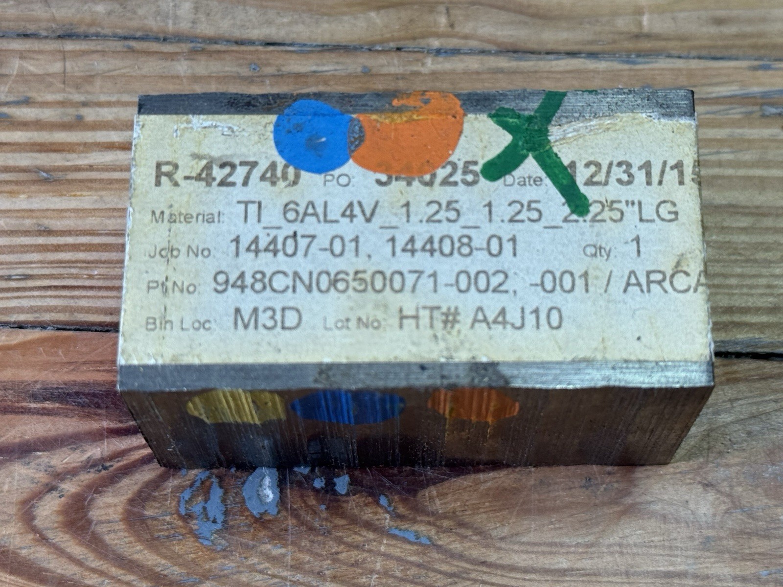 Small Titanium Block 1.25″ W x 1.25″ H x 2.25″ T TI 6AL-4V , 10 oz