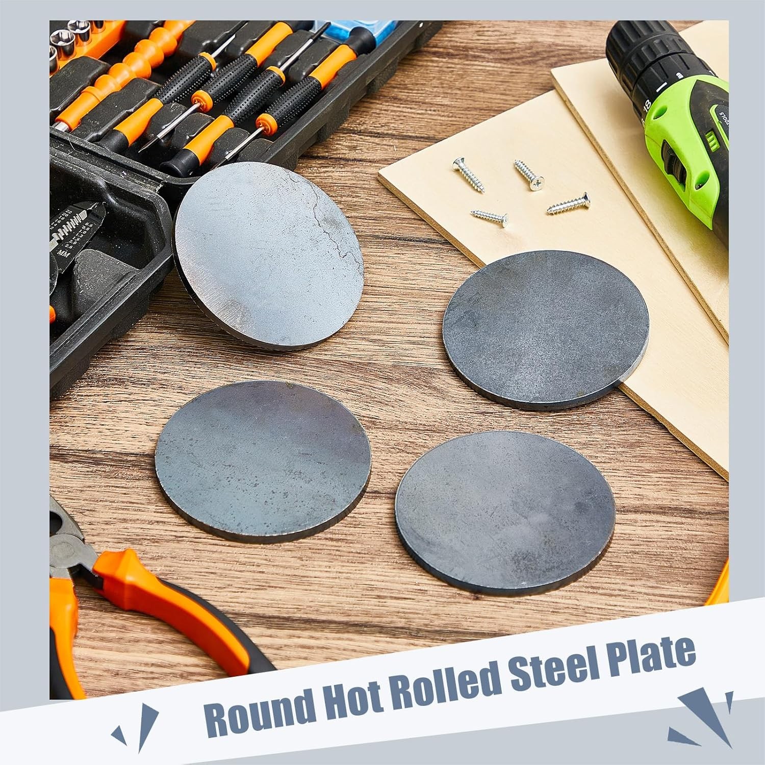 Therwen 4 Pack Round Hot Rolled Steel Plate 1/4″ x 4″ Diameter Circle 4 Inch…