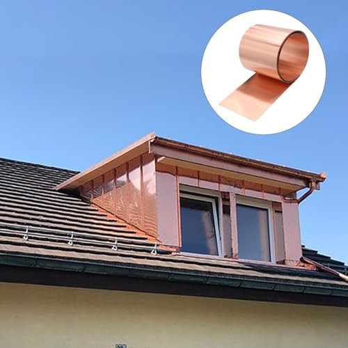 Copper Flashing Roll 28 Gauge 6in x 10ft – 99.95% Pure Copper Sheet for Roofing