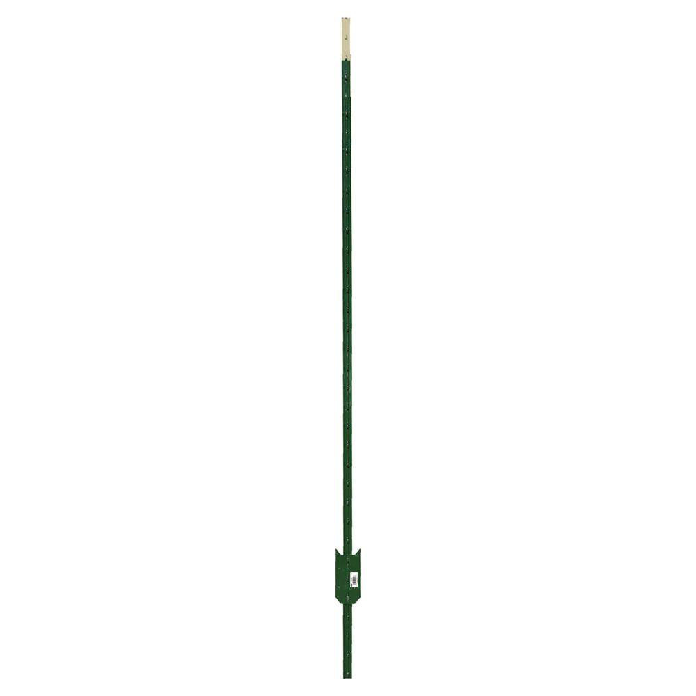 Green Steel Fence T-Post 1-3/4 in. x 3-1/2 in. x 6 ft. No-Rust Fencing Fabric