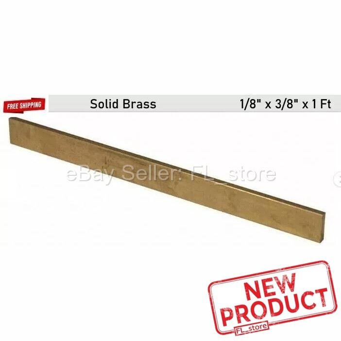 Brass Flat Stock 1/8″ x 3/8″ x 1′ (12″ Length) 360 Solid Rectangle Strip NEW